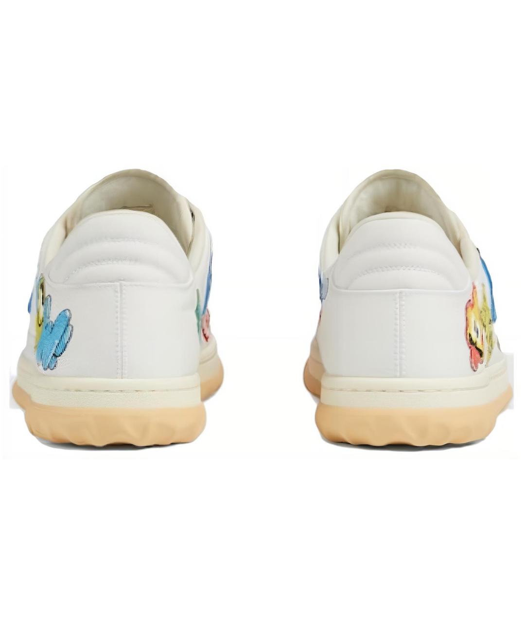 GUCCI Белые кожаные низкие кроссовки / кеды, фото 6