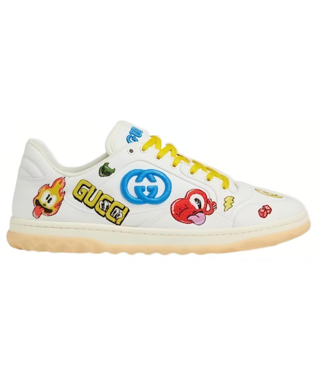 GUCCI Белые кожаные низкие кроссовки / кеды, фото 7