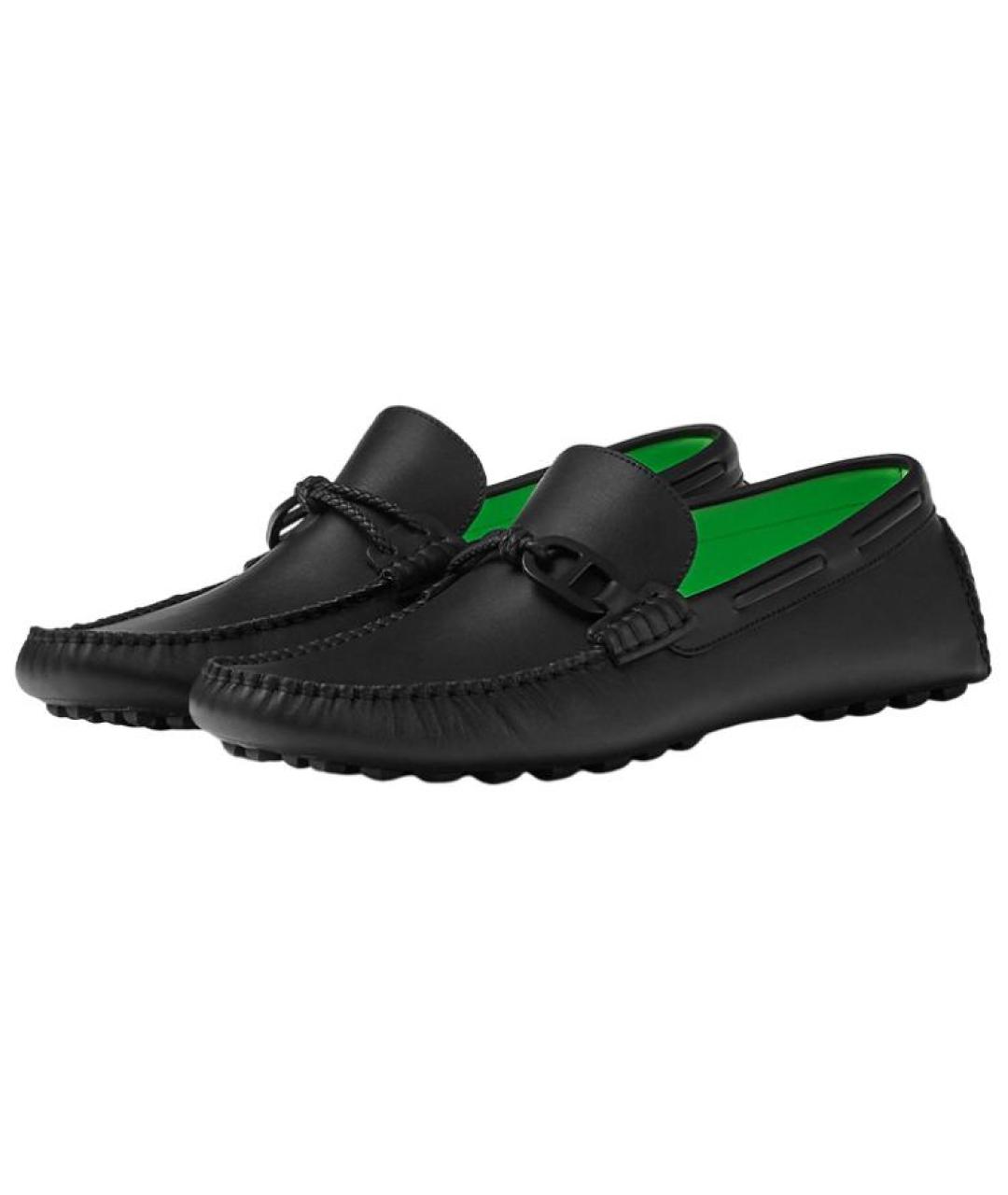 HERMES Черные кожаные лоферы, фото 3