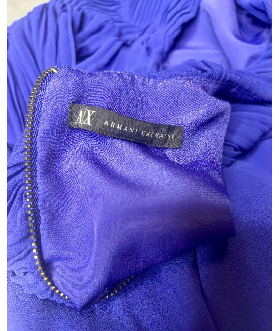 ARMANI EXCHANGE Синее полиэстеровое коктейльное платье, фото 7