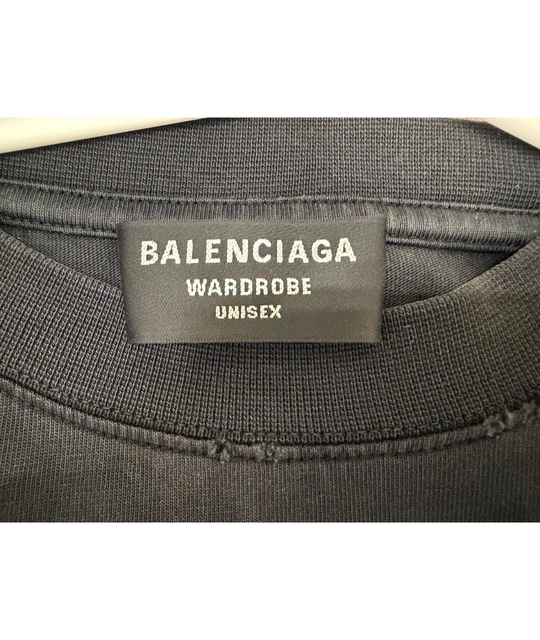 BALENCIAGA Черная хлопковая футболка, фото 3