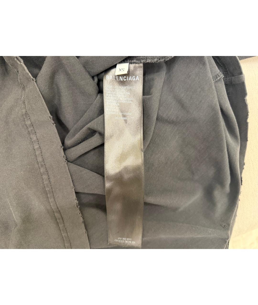 BALENCIAGA Черная хлопковая футболка, фото 4