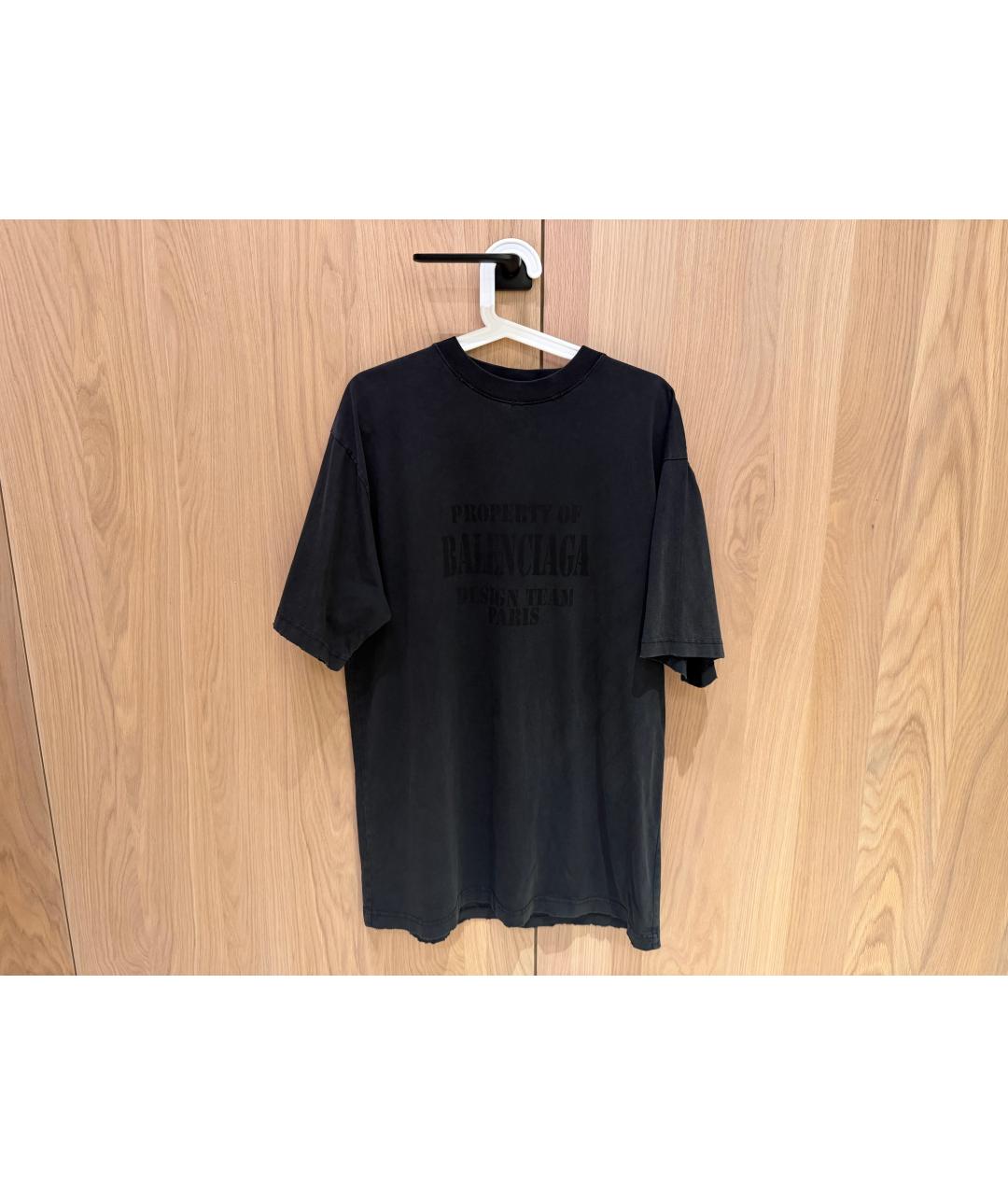 BALENCIAGA Черная хлопковая футболка, фото 6