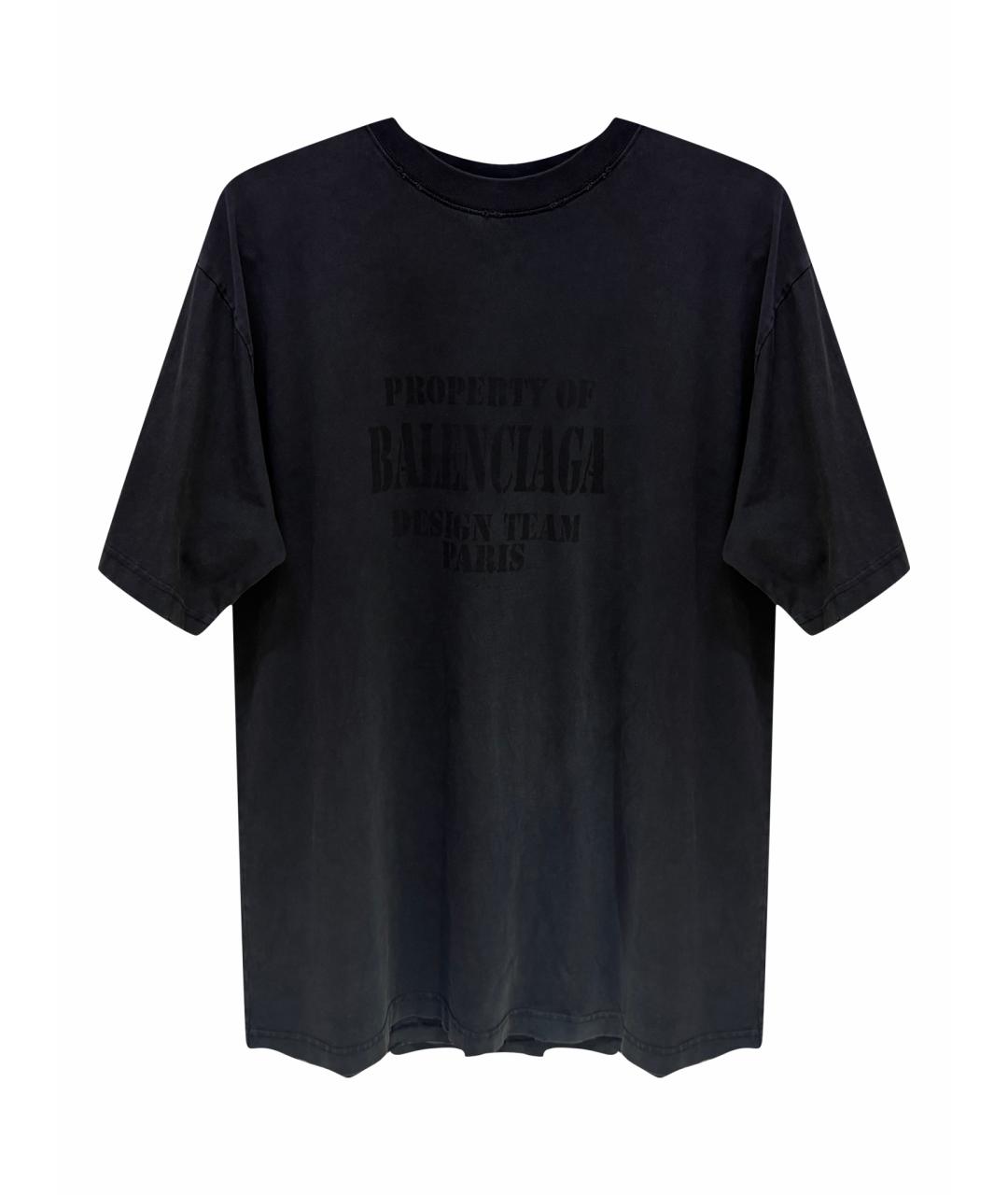 BALENCIAGA Черная хлопковая футболка, фото 1