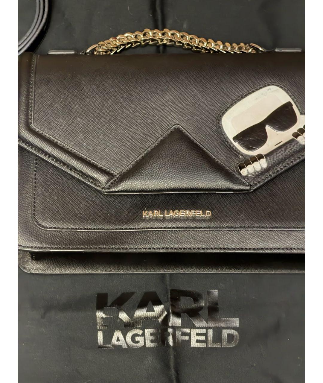 KARL LAGERFELD Черная кожаная сумка через плечо, фото 2