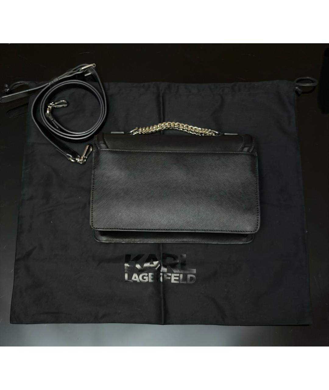 KARL LAGERFELD Черная кожаная сумка через плечо, фото 3