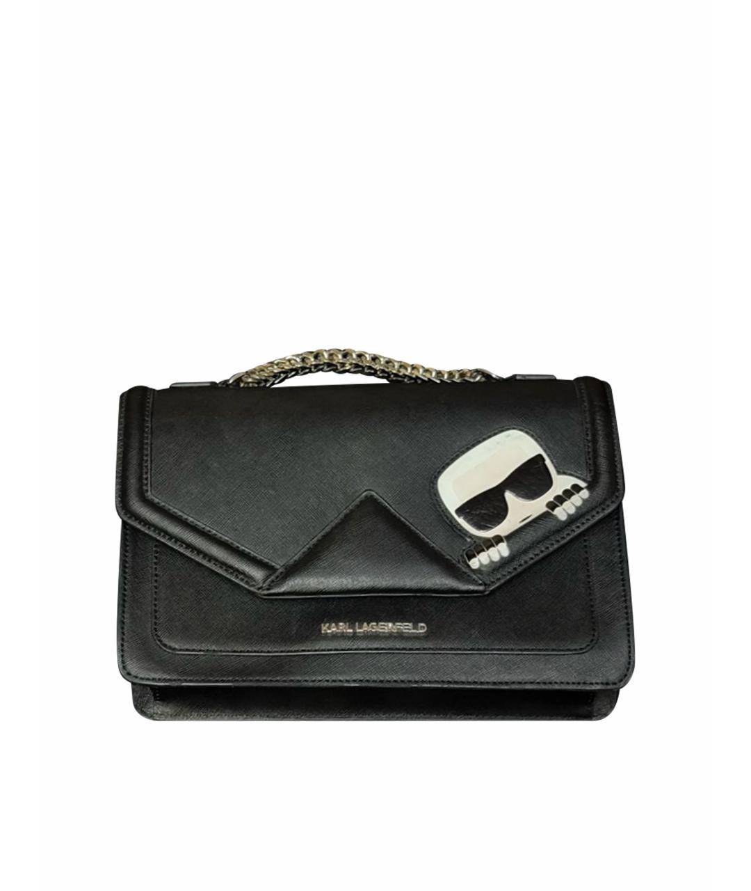 KARL LAGERFELD Черная кожаная сумка через плечо, фото 1
