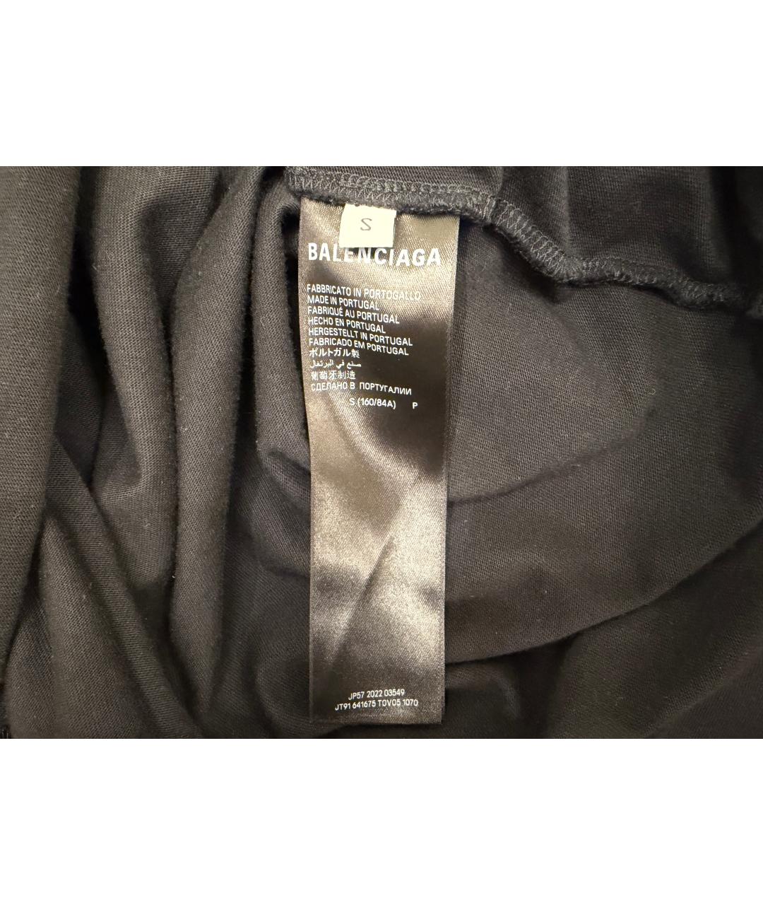 BALENCIAGA Черная хлопковая футболка, фото 4