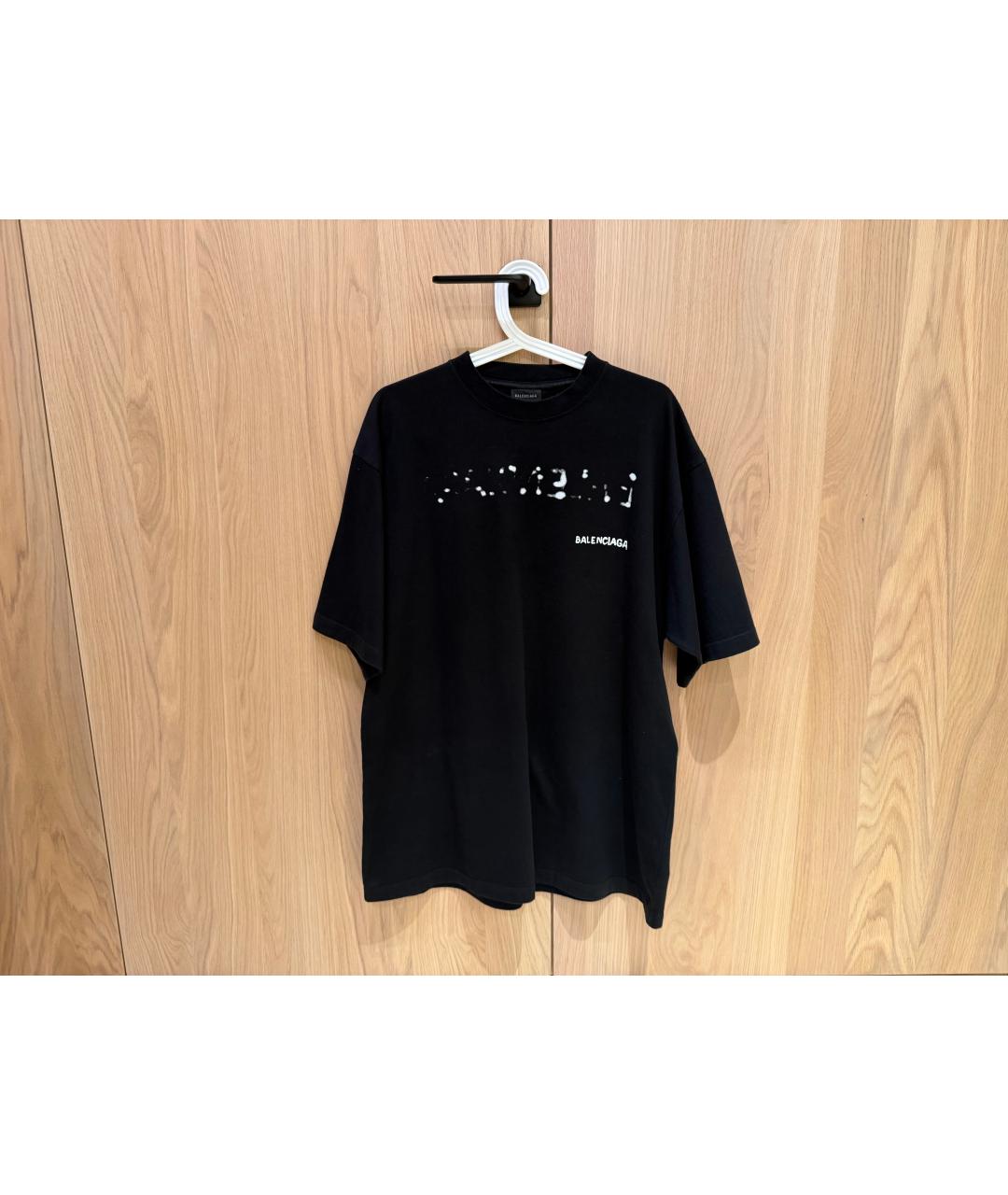 BALENCIAGA Черная хлопковая футболка, фото 5