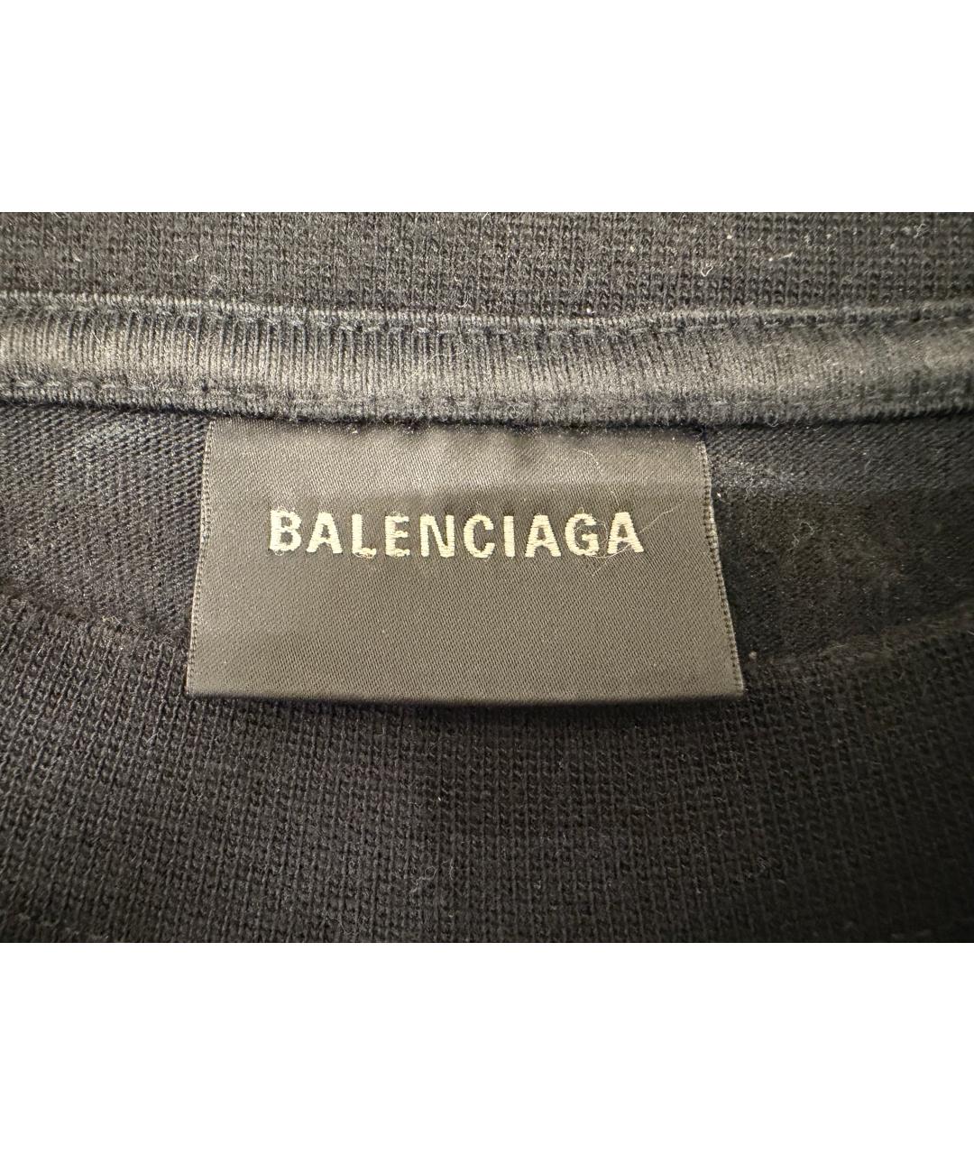 BALENCIAGA Черная хлопковая футболка, фото 3