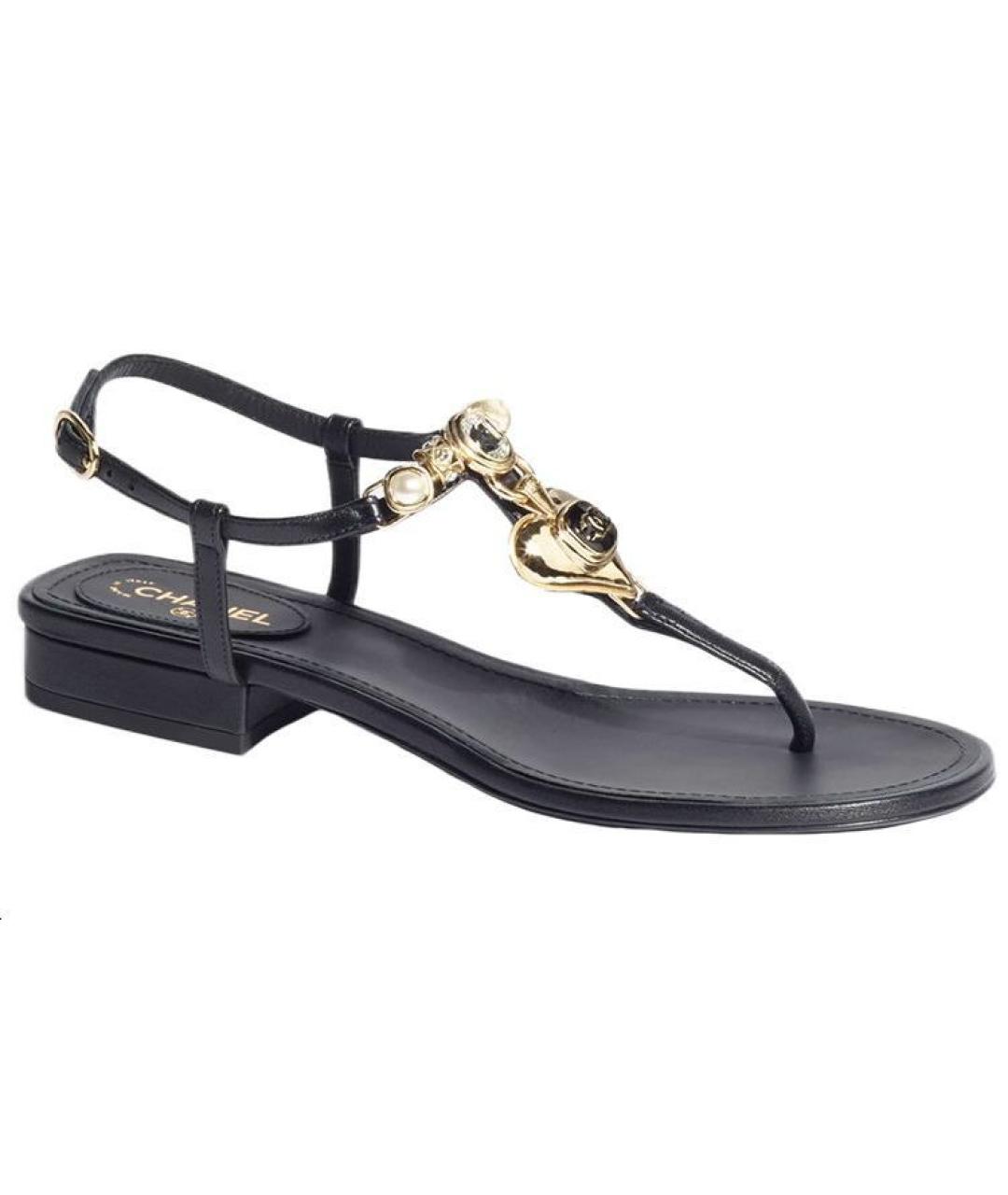 CHANEL Черные кожаные сандалии, фото 1