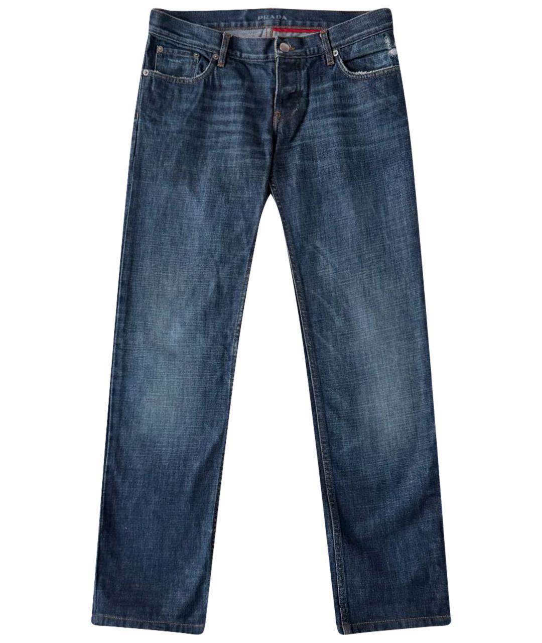 PRADA Синие хлопковые прямые джинсы, фото 1