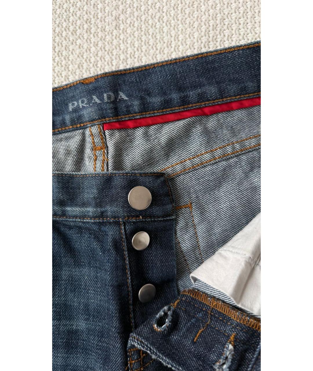 PRADA Синие хлопковые прямые джинсы, фото 5
