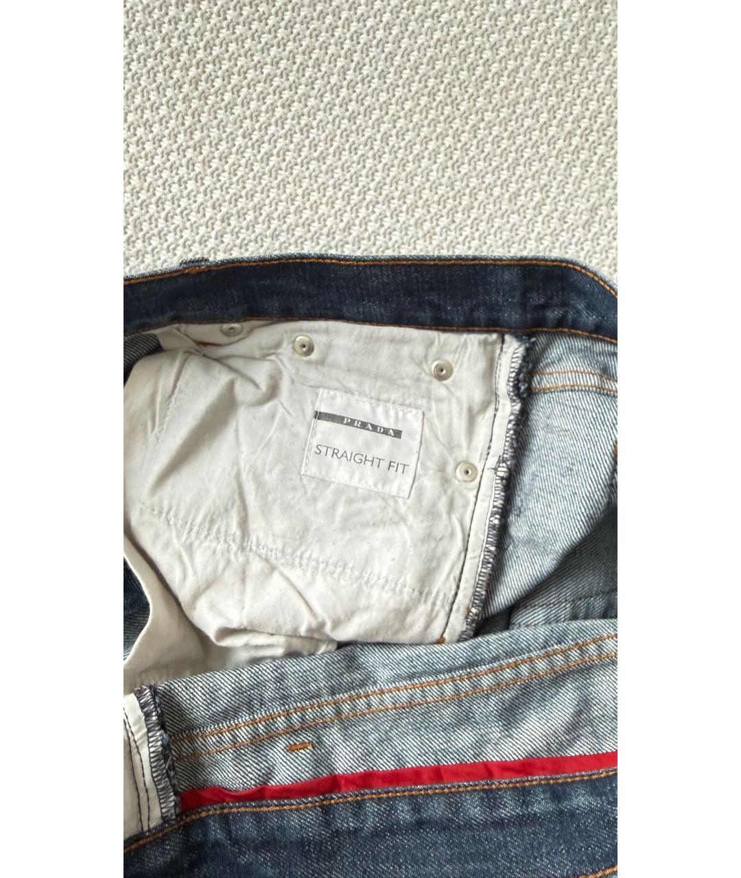 PRADA Синие хлопковые прямые джинсы, фото 7
