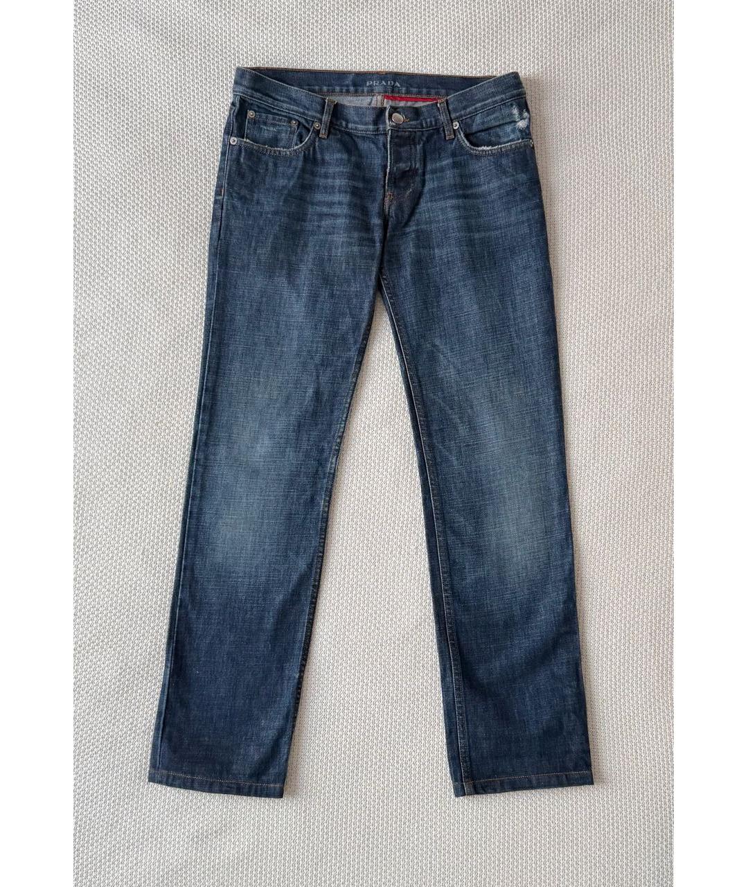 PRADA Синие хлопковые прямые джинсы, фото 8