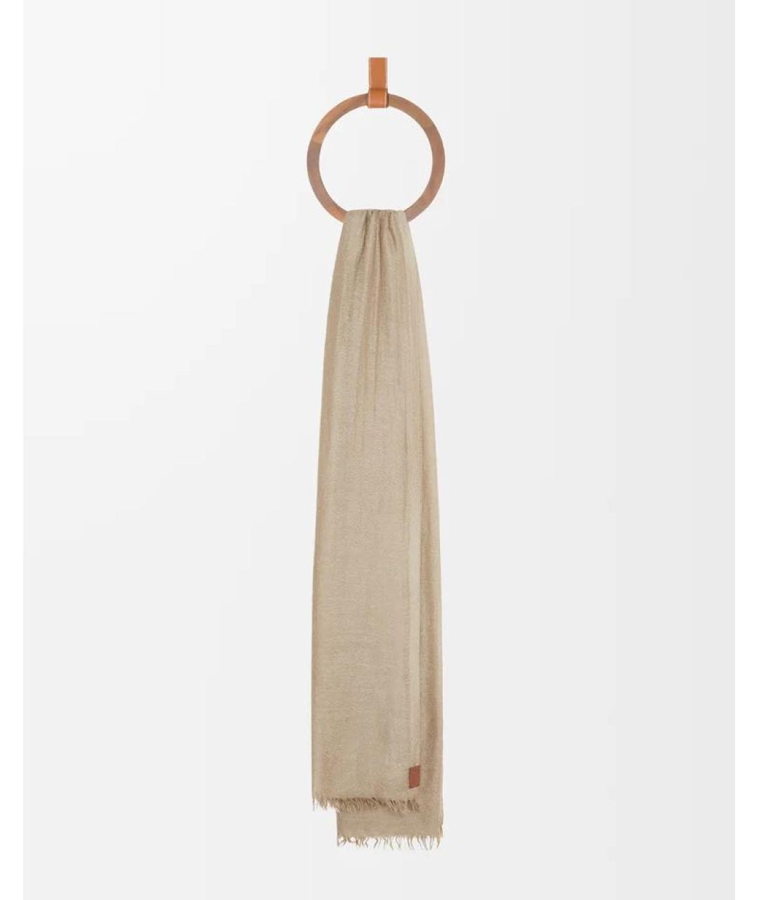 LOEWE Бежевый кашемировый шарф, фото 3