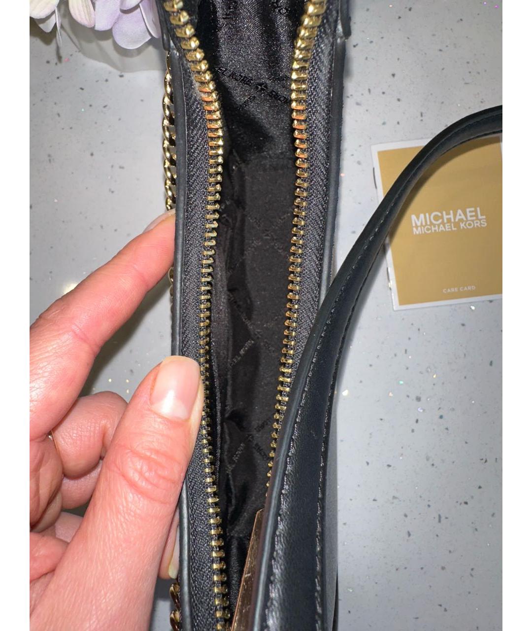 MICHAEL KORS Черная кожаная сумка через плечо, фото 7