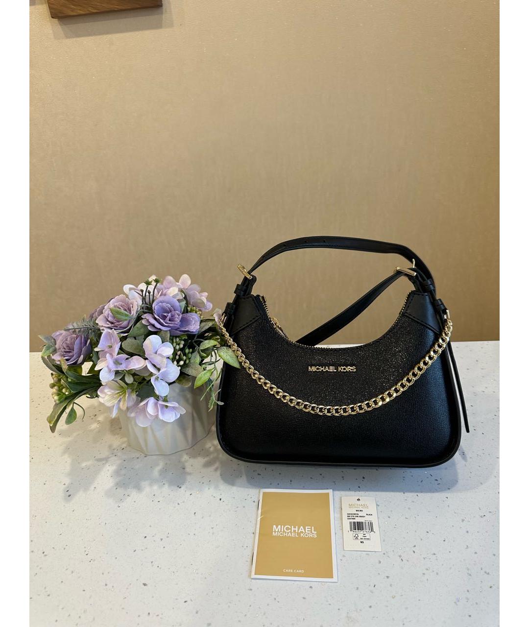 MICHAEL KORS Черная кожаная сумка через плечо, фото 6