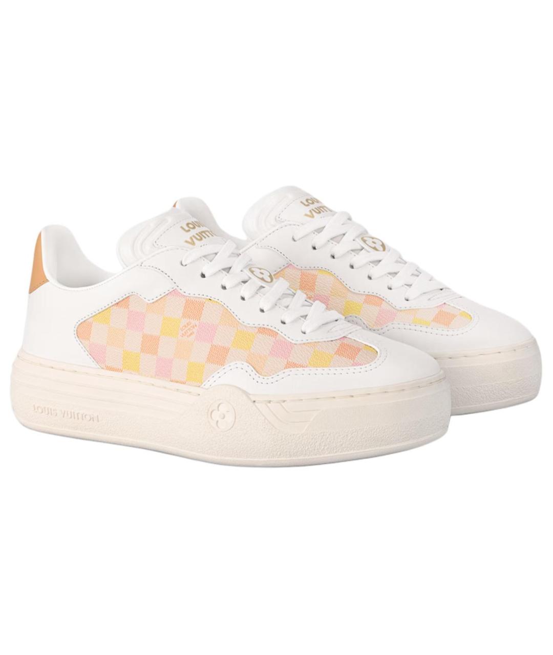 LOUIS VUITTON Бежевые кожаные кроссовки, фото 3