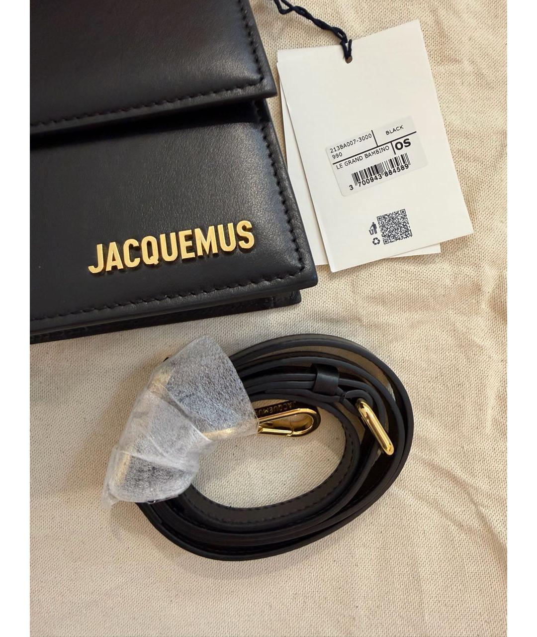 JACQUEMUS Черная кожаная сумка через плечо, фото 2