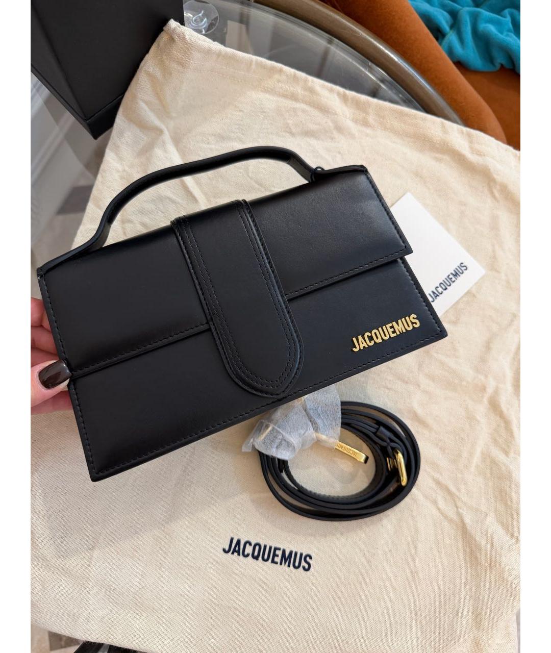 JACQUEMUS Черная кожаная сумка через плечо, фото 9