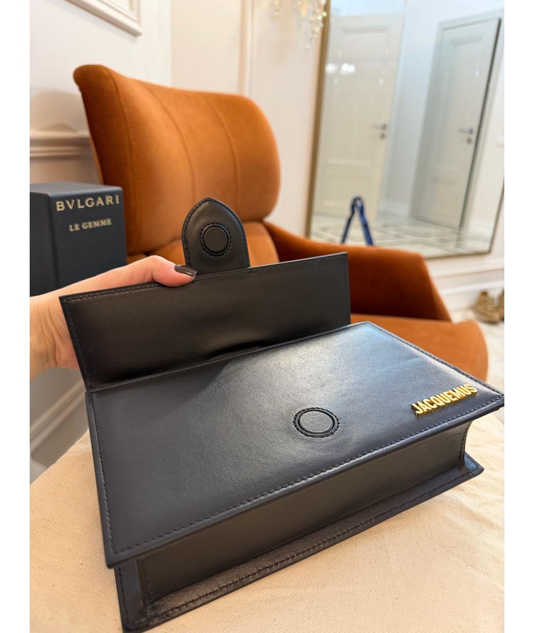 JACQUEMUS Черная кожаная сумка через плечо, фото 4