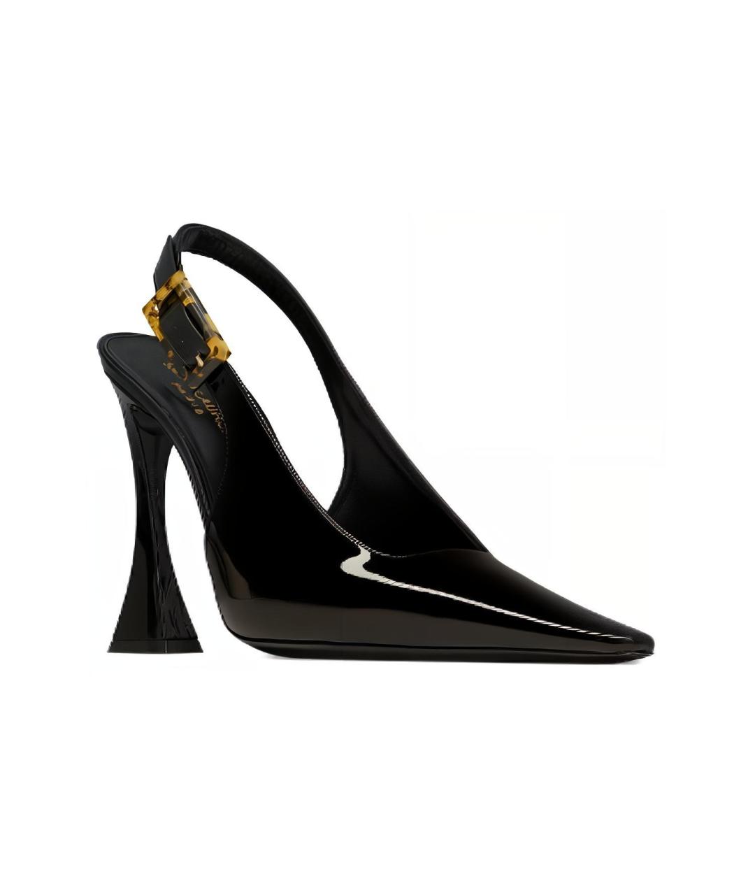 SAINT LAURENT Черные кожаные туфли, фото 3