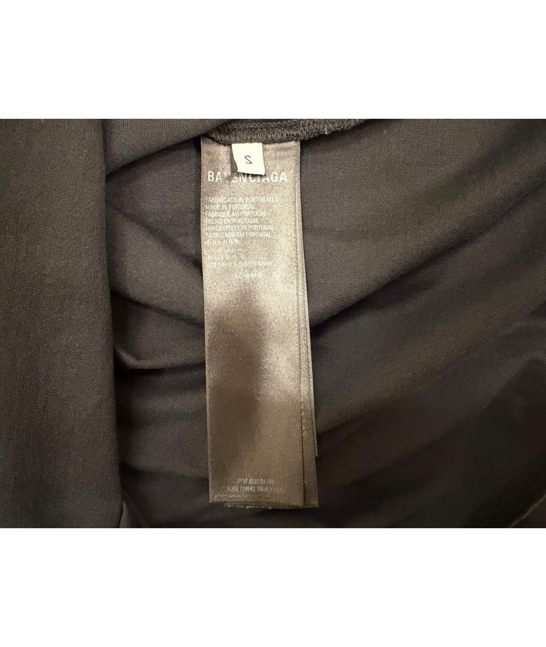 BALENCIAGA Черная хлопковая футболка, фото 6