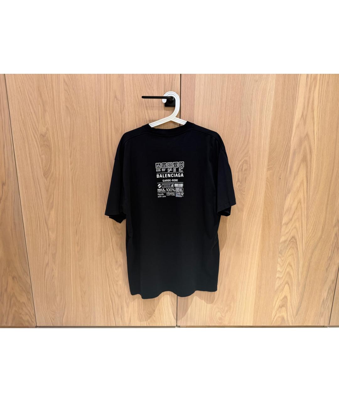 BALENCIAGA Черная хлопковая футболка, фото 5