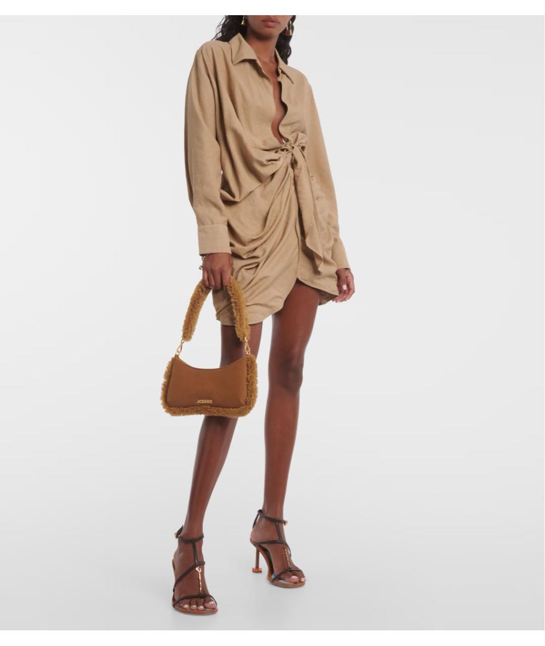 JACQUEMUS Коричневая кожаная сумка через плечо, фото 2