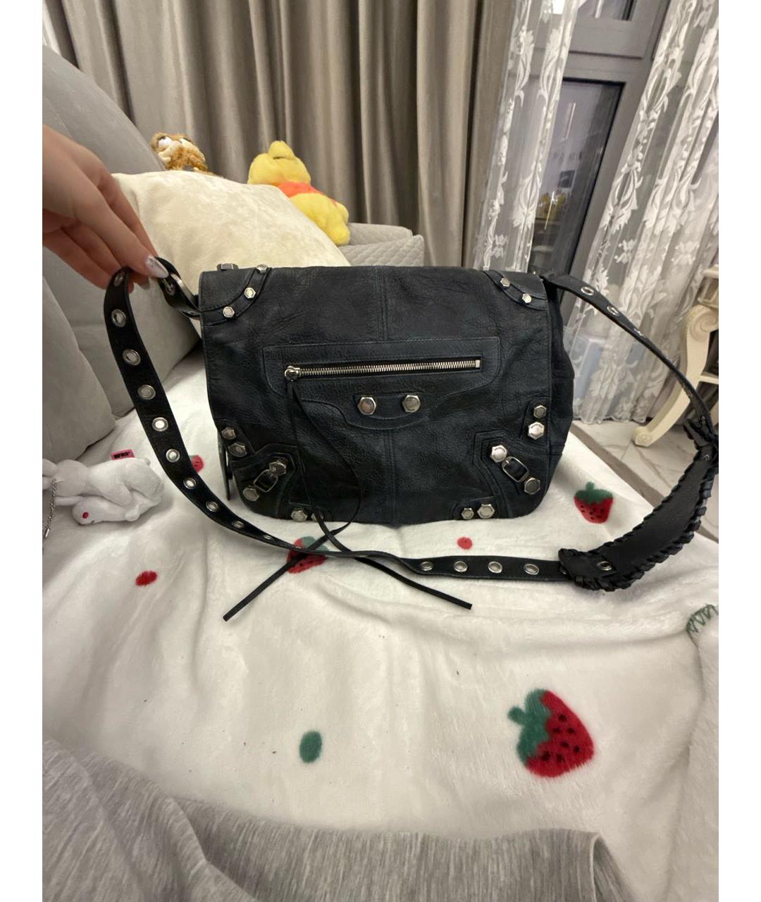 BALENCIAGA Темно-синяя кожаная сумка через плечо, фото 5