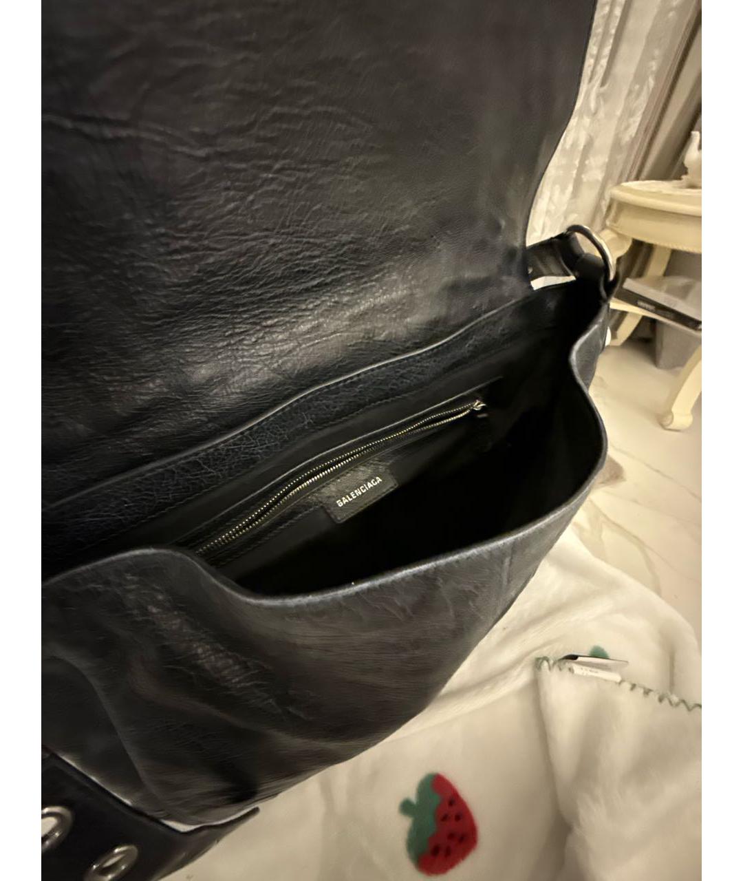 BALENCIAGA Темно-синяя кожаная сумка через плечо, фото 4