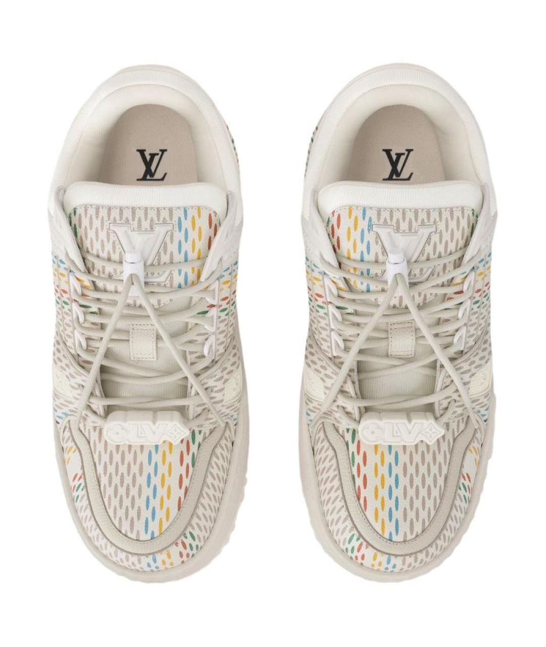 LOUIS VUITTON Белые кожаные низкие кроссовки / кеды, фото 3