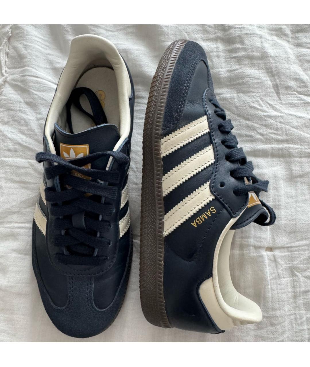 ADIDAS Темно-синие кожаные кеды, фото 2