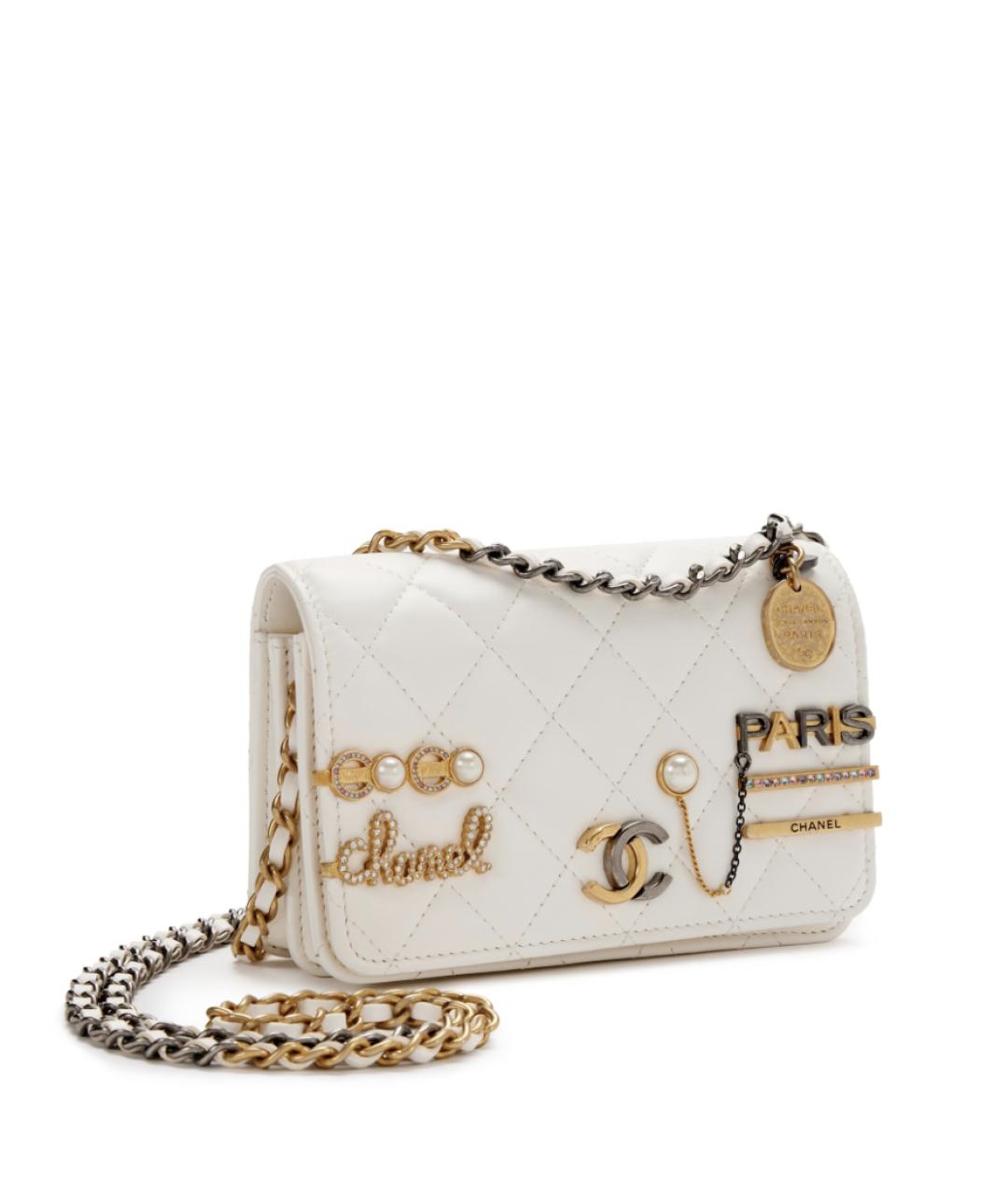 CHANEL Белая кожаная сумка через плечо, фото 4