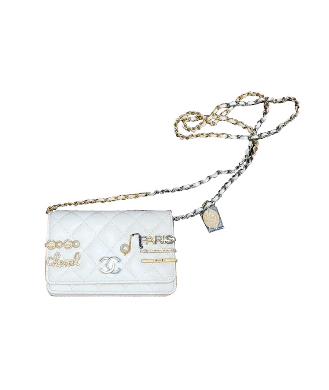 CHANEL Белая кожаная сумка через плечо, фото 2