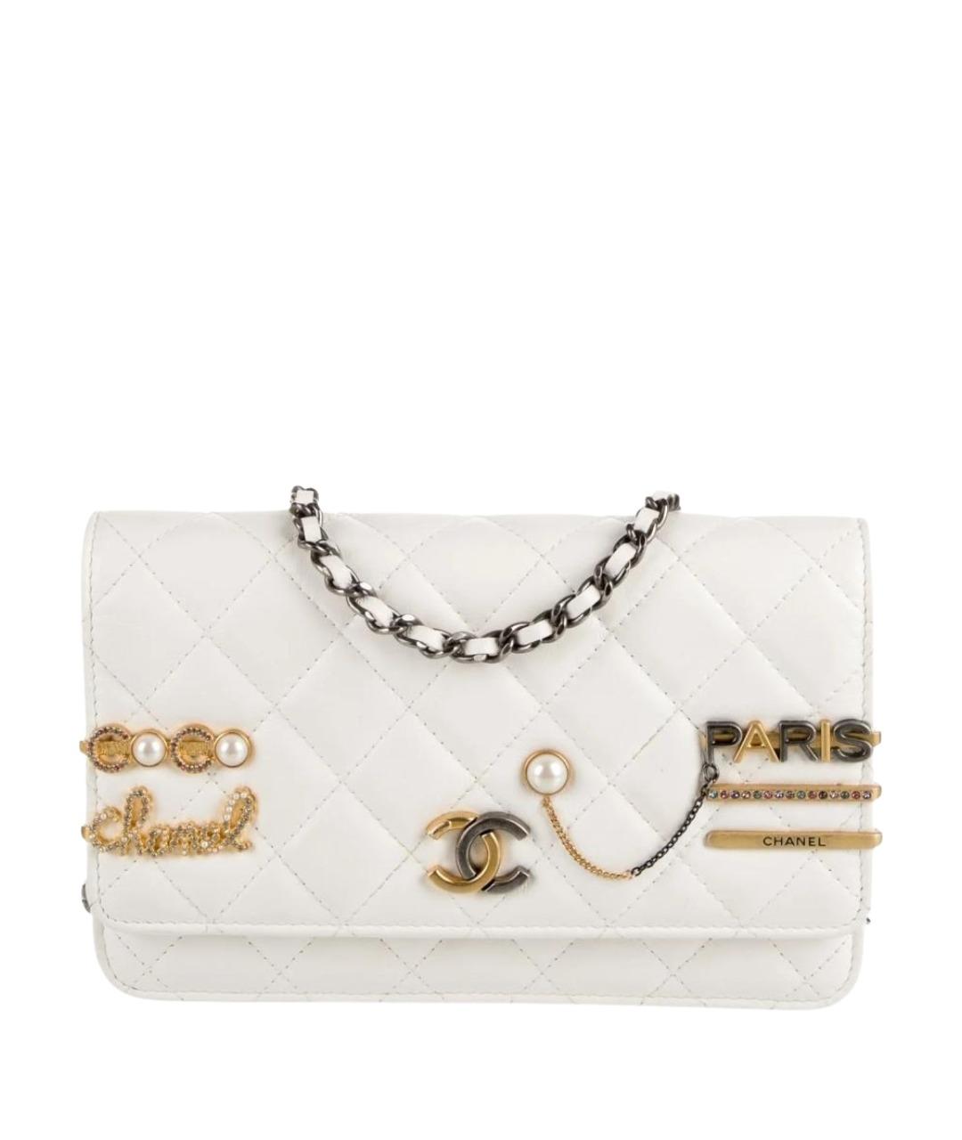 CHANEL Белая кожаная сумка через плечо, фото 1