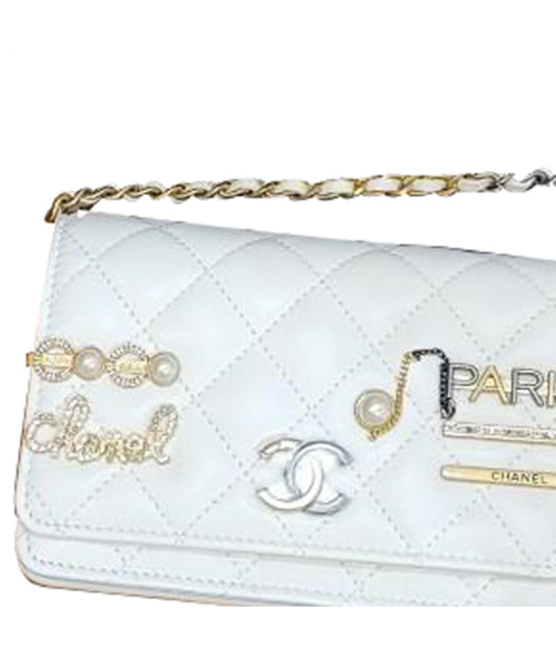 CHANEL Белая кожаная сумка через плечо, фото 3