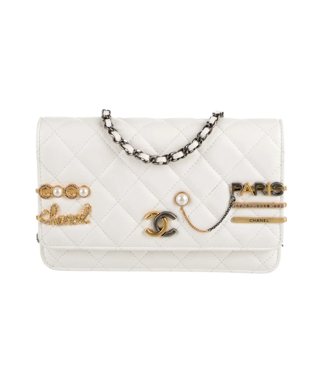 CHANEL Белая кожаная сумка через плечо, фото 5
