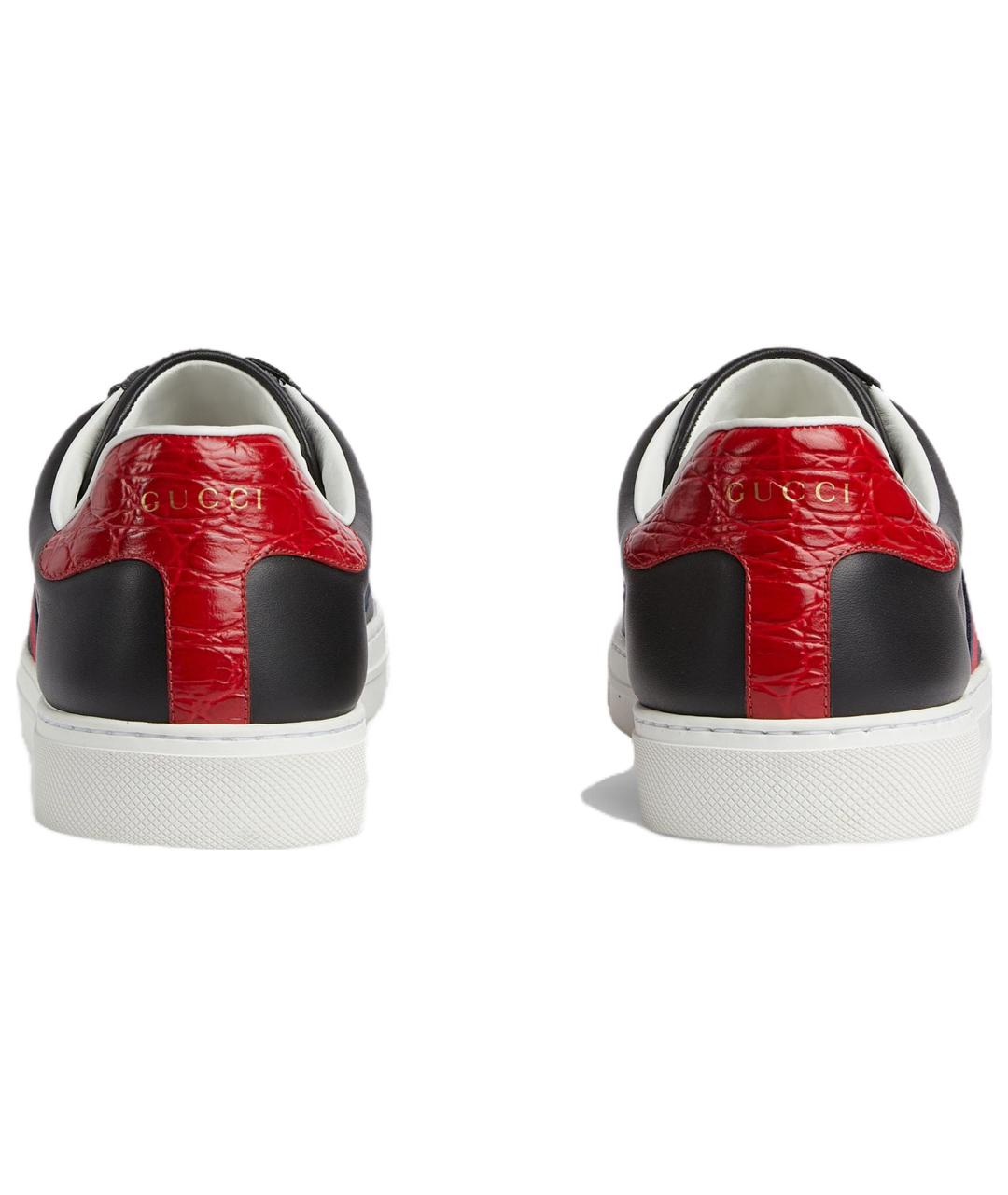 GUCCI Черные кожаные низкие кроссовки / кеды, фото 4