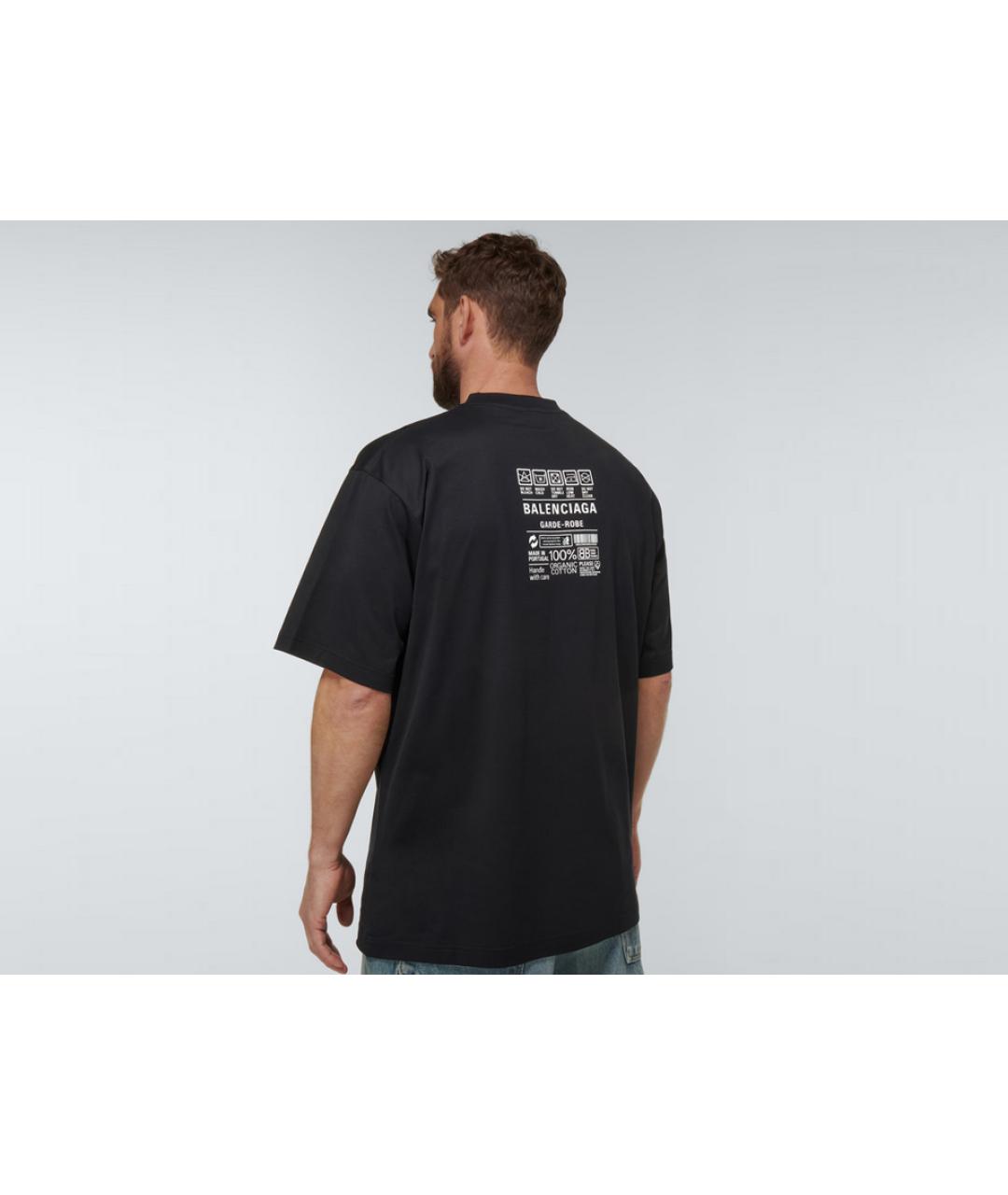 BALENCIAGA Черная хлопковая футболка, фото 3