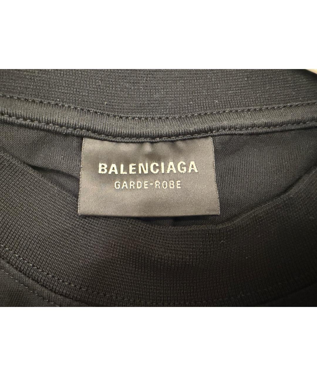 BALENCIAGA Черная хлопковая футболка, фото 7