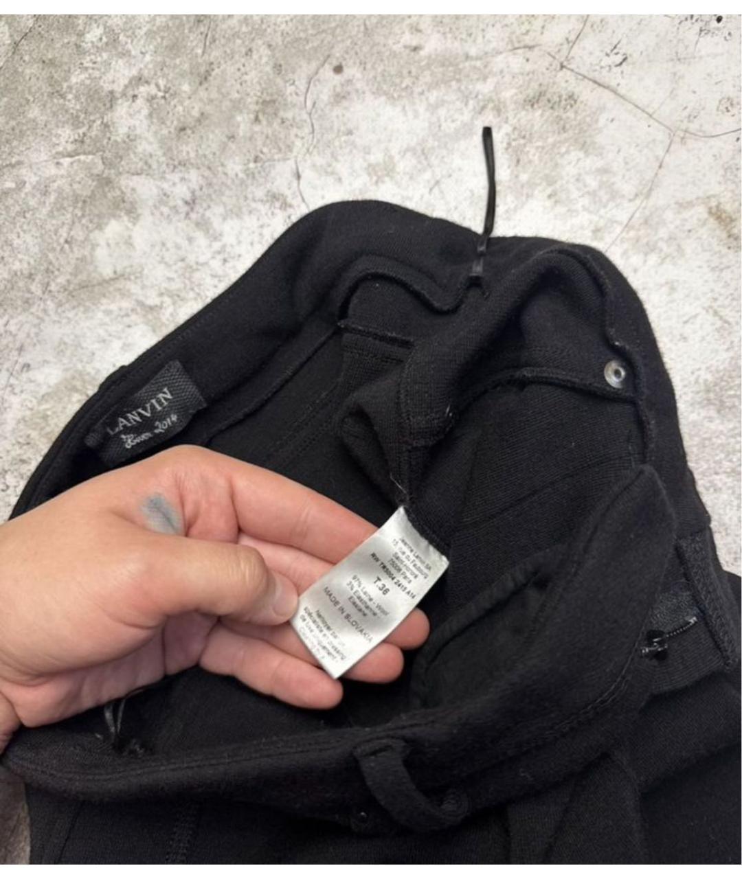 LANVIN Черные шерстяные брюки узкие, фото 3