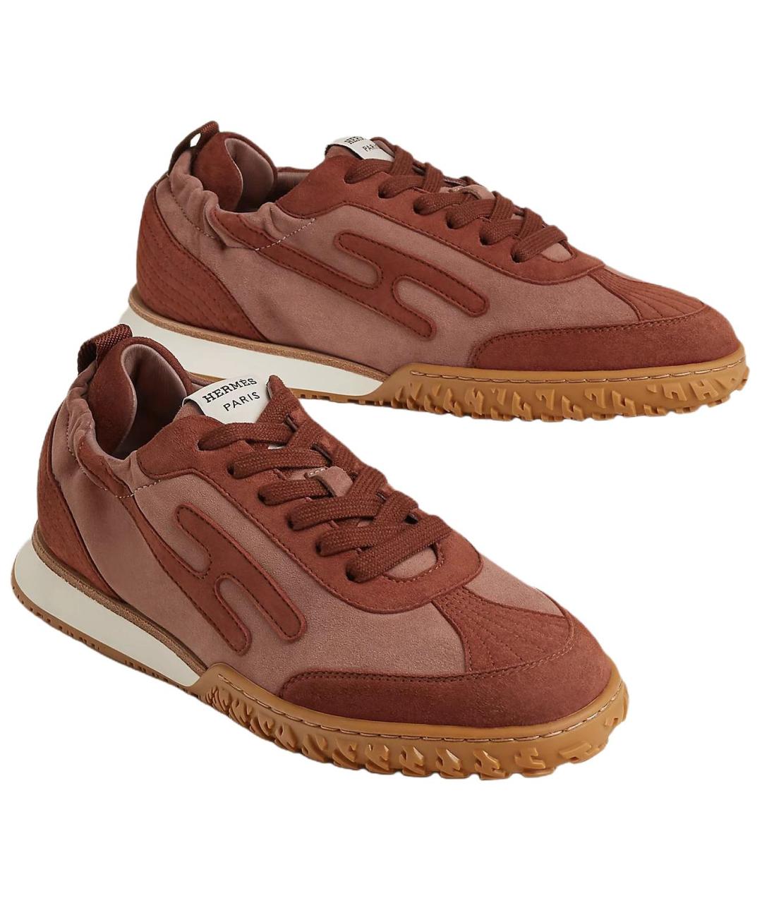 HERMES Розовые кожаные кроссовки, фото 3