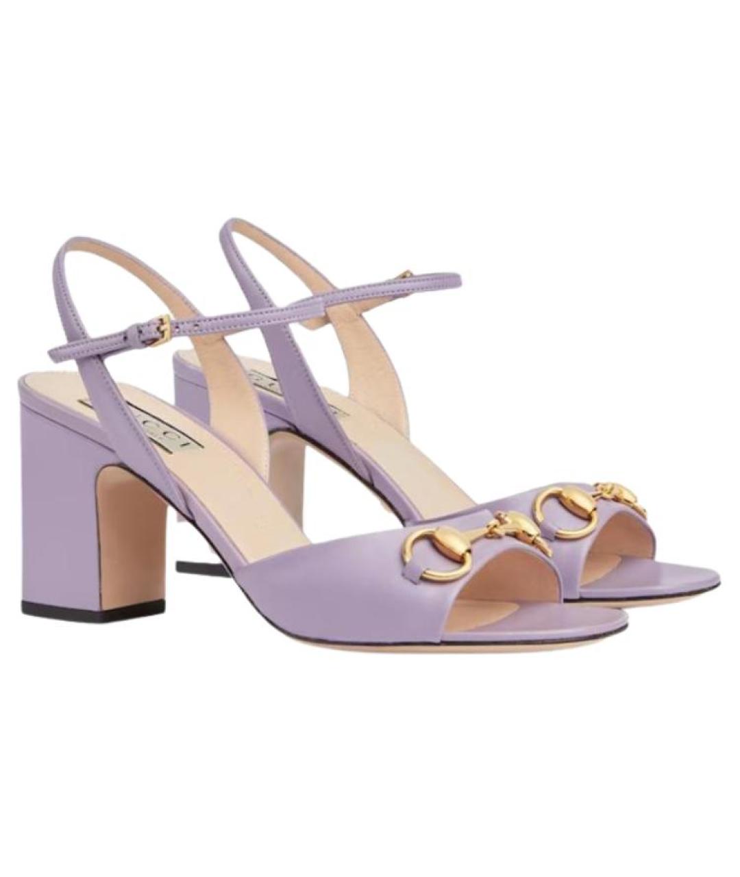 GUCCI Фиолетовые кожаные сандалии, фото 3