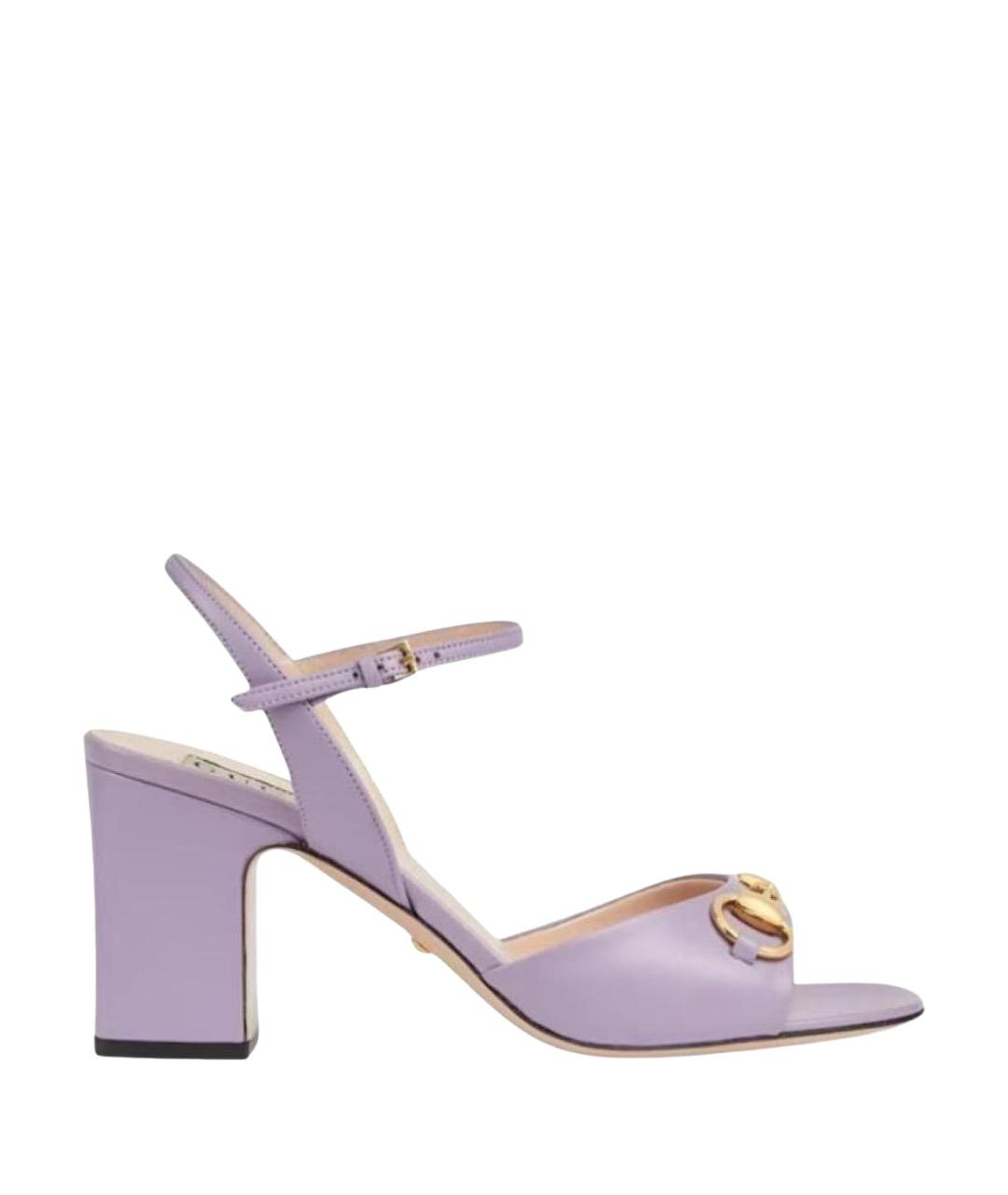 GUCCI Фиолетовые кожаные сандалии, фото 1