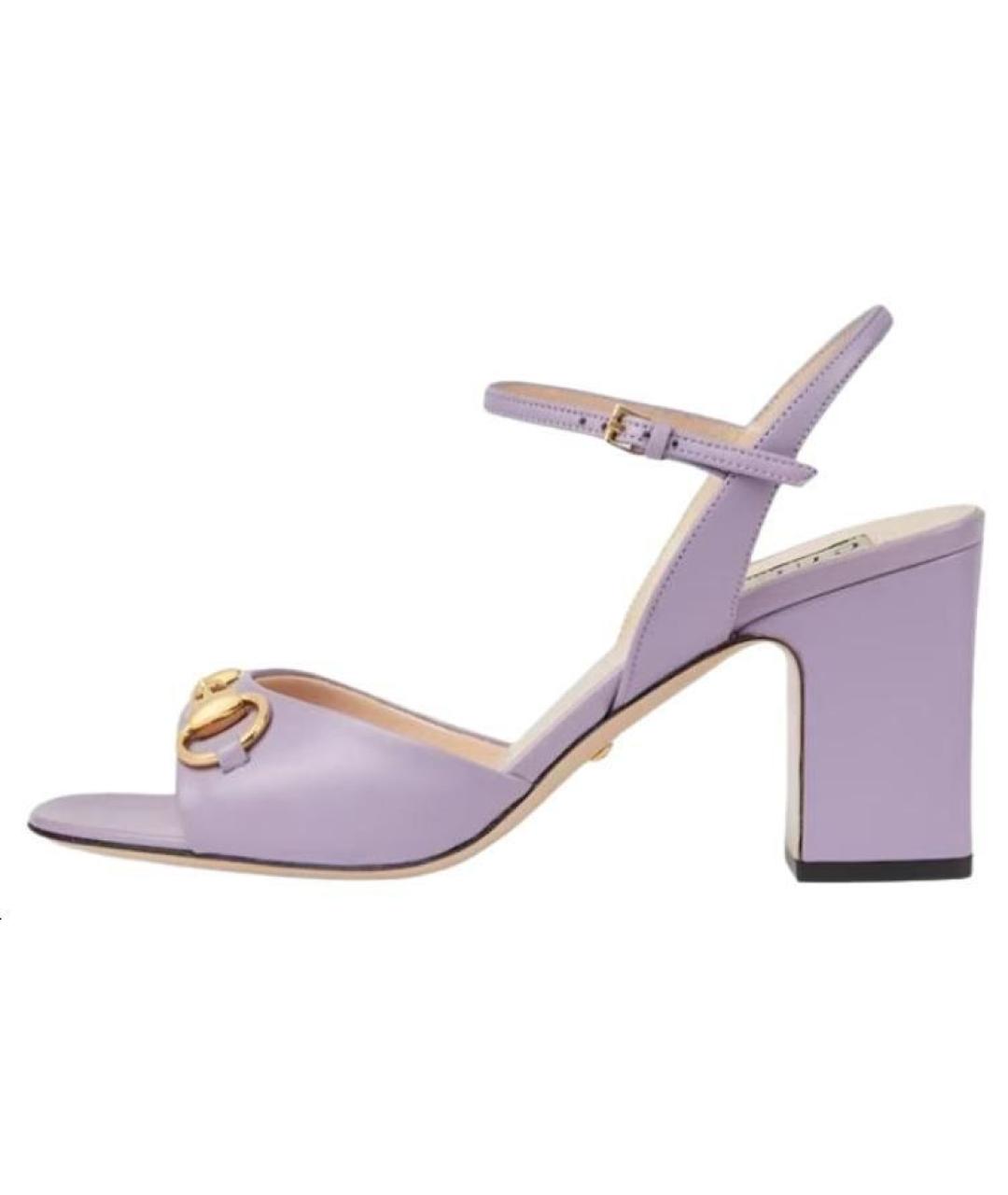 GUCCI Фиолетовые кожаные сандалии, фото 2