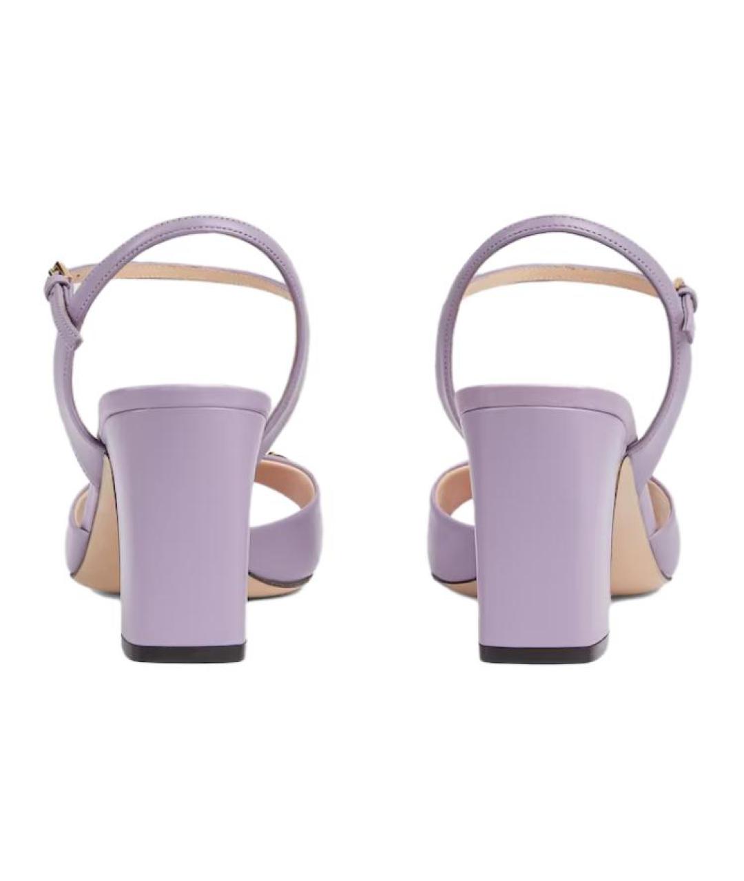 GUCCI Фиолетовые кожаные сандалии, фото 5