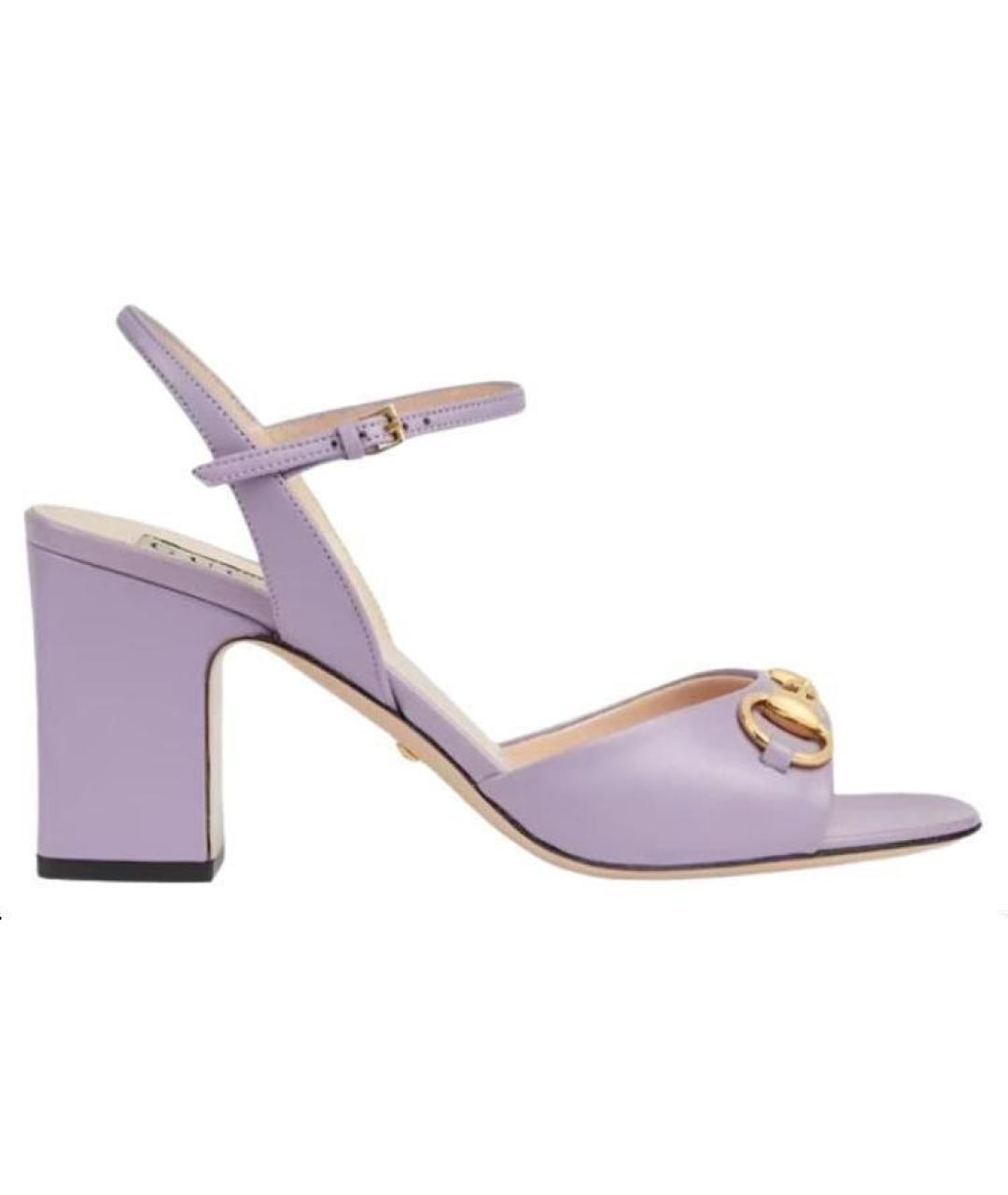 GUCCI Фиолетовые кожаные сандалии, фото 6