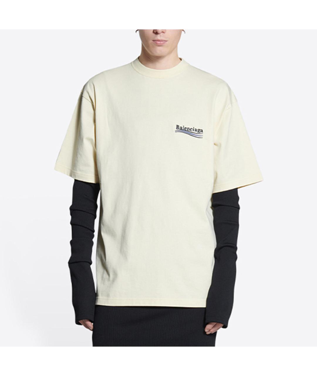 BALENCIAGA Бежевая футболка, фото 4